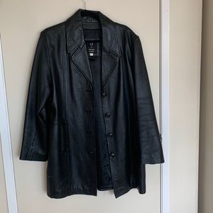 90's Black Leather Blazer Coat
